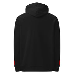 Men's premium fleece hoodie (Rival) — PJR Built Different — Black, back view