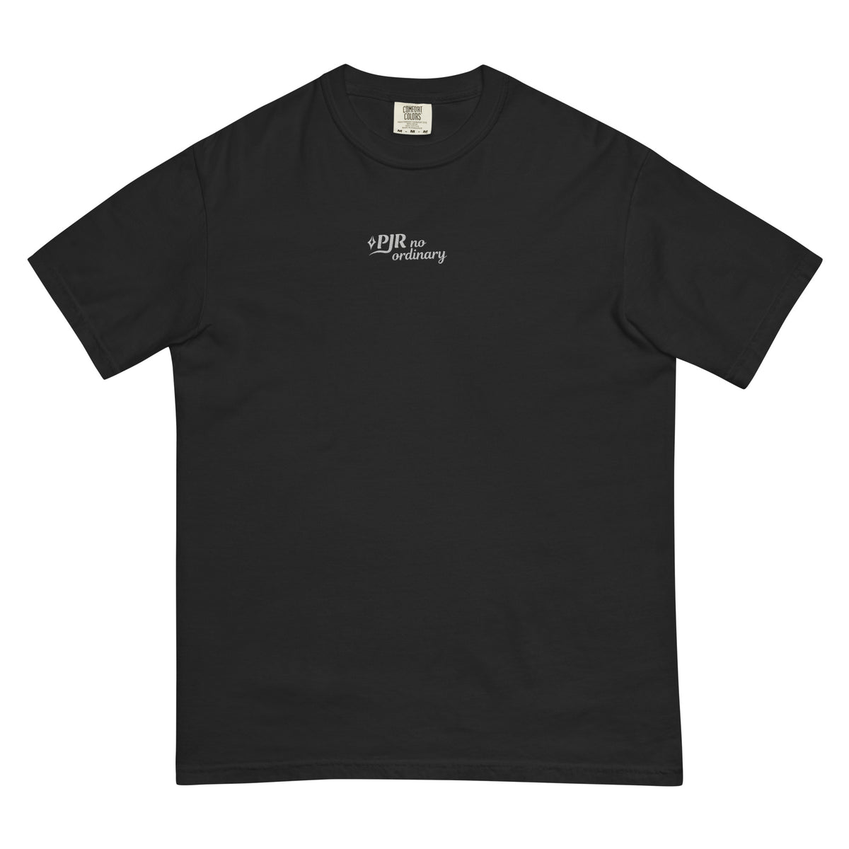Men's garment-dyed heavyweight t-shirt — PJR Built Different — Black, front view