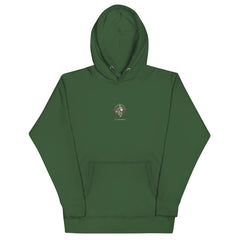 Men's heavyweight hoodie — PJR Built Different — Forest Green, front view