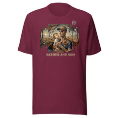 Father & Son heavyweight t-shirt — PJR Built Different — Maroon, front view