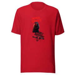 Bober QRWA graphic t-shirt — PJR Built Different — Red, front view