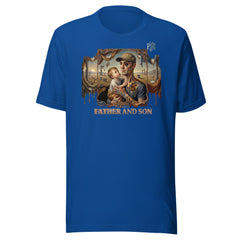 Father & Son heavyweight t-shirt — PJR Built Different — True Royal, front view