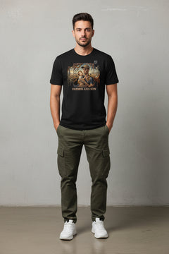 Father & Son heavyweight t-shirt — PJR Built Different — Vintage Black, front view